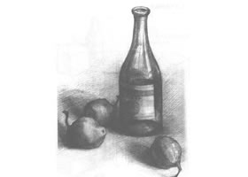 瓶子和梨子素描畫法