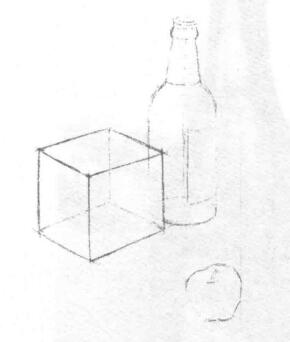 三個靜物組合素描畫法步驟01