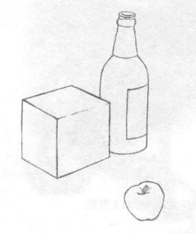 三個靜物組合素描畫法步驟02