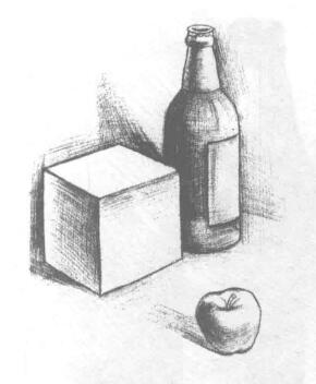 三個靜物組合素描畫法步驟03