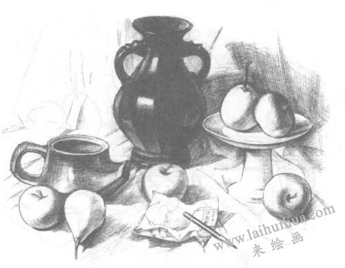 多個(gè)靜物組合素描畫(huà)法步驟03