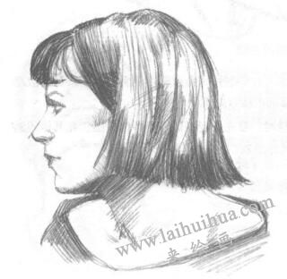 女性頭部素描繪制步驟02