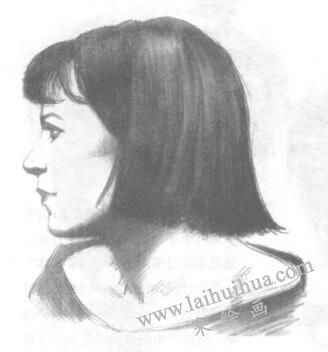 女性頭部素描
