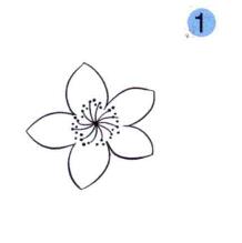 桃花兒童畫(huà)畫(huà)法步驟01