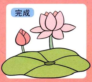 荷花兒童畫畫法步驟04