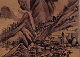 明代董其昌《仿梅道人山水圖軸》欣賞