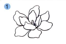 梔子花兒童畫畫法步驟01