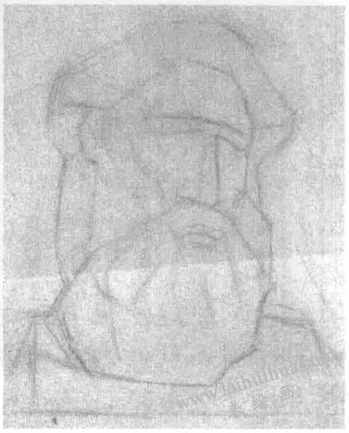 摩西石膏面像素描畫法步驟01