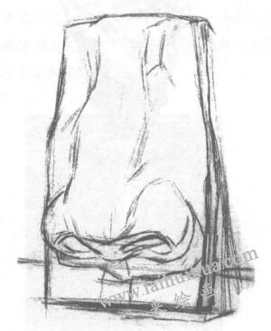 石膏鼻子素描畫法步驟01