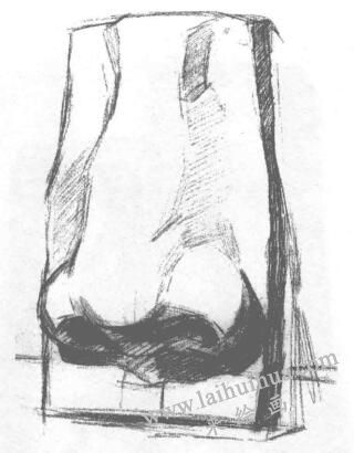 石膏鼻子素描畫法步驟02
