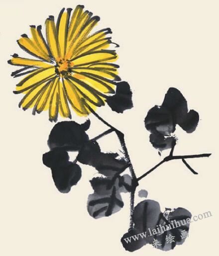 菊花兒童國畫
