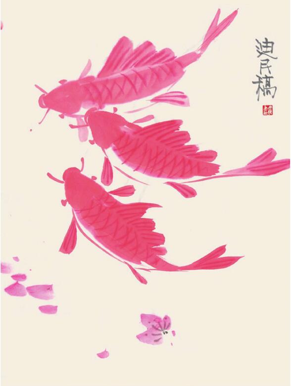 鯉魚兒童國畫