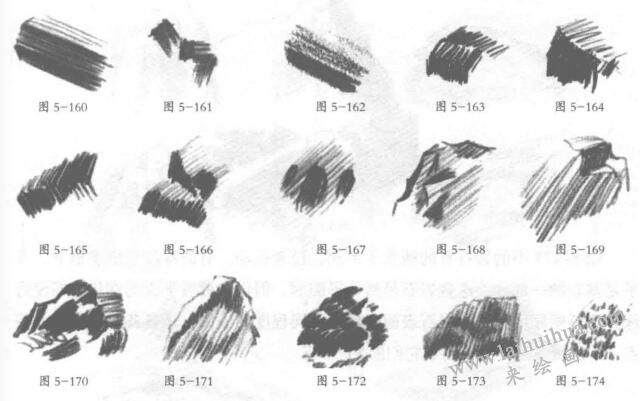 巖石邊緣和表面的素描方法01