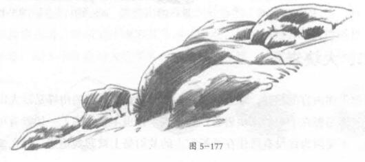 風景素描中大塊巖石的素描畫法03