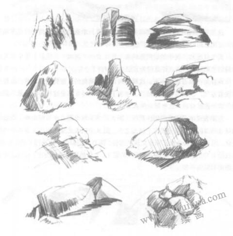 巖石寫生素描畫法