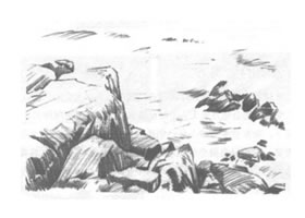 山石風(fēng)景素描繪制方法