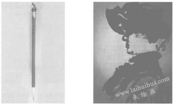 戴帽女子，毛筆素描