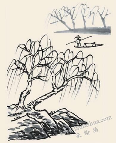 野渡春風(fēng)兒童國畫