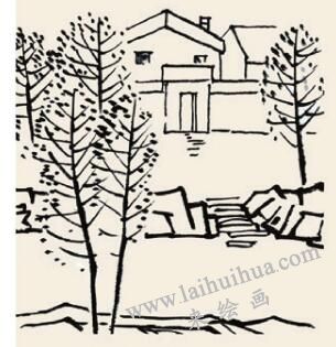 山村秋色兒童國(guó)畫(huà)畫(huà)法步驟03