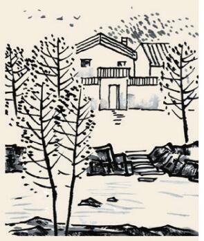 山村秋色兒童國(guó)畫(huà)
