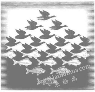 鳥變魚，埃舍爾