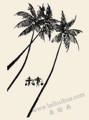 三亞落日兒童國畫畫法步驟03