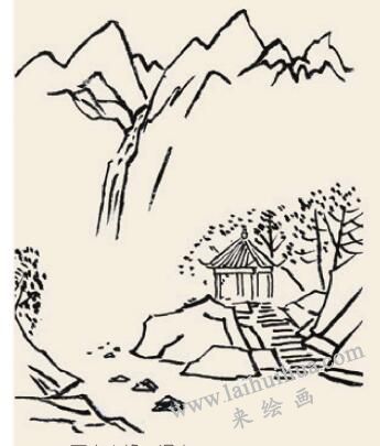 高山流水兒童國畫畫法步驟03