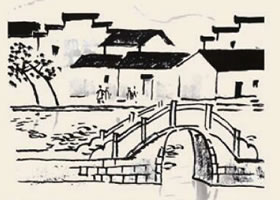 南湖橋影兒童國(guó)畫