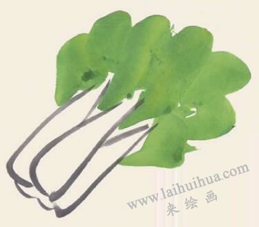 白菜兒童國(guó)畫畫法步驟03