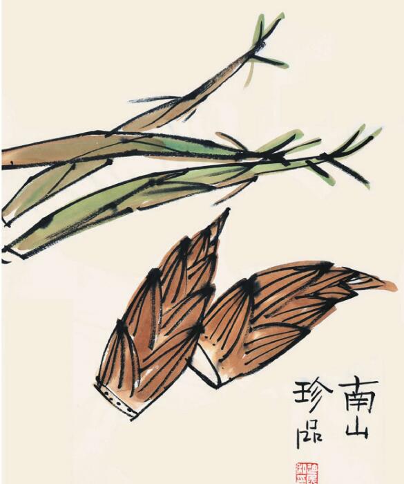 竹筍兒童國畫