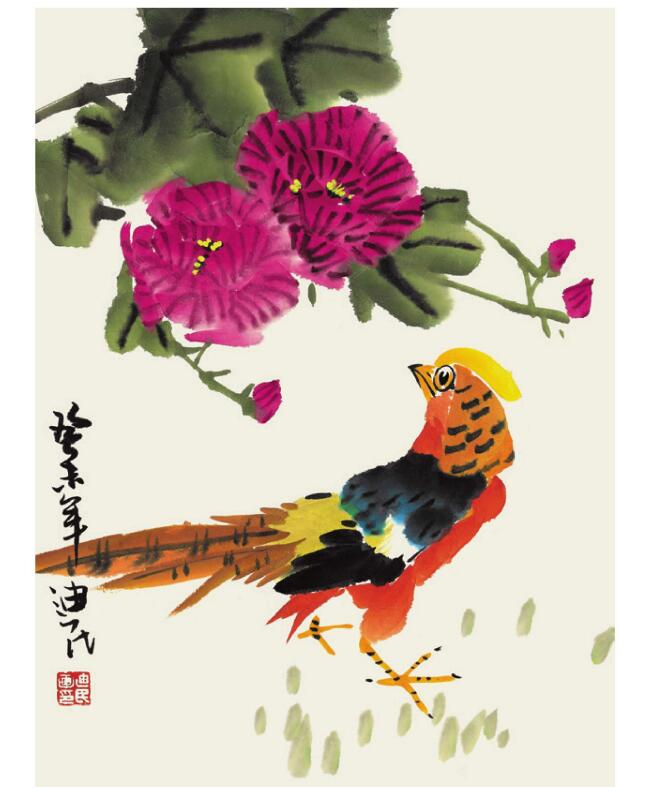 錦雞兒童國(guó)畫(huà)