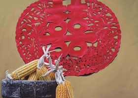 靜物油畫《家有喜事》高清大圖,王鳳國(guó)