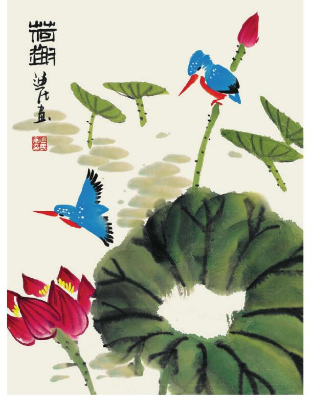 翠鳥兒童國(guó)畫