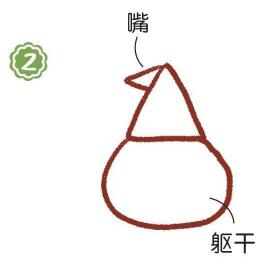 草地上的公雞簡筆畫畫法步驟02