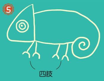 樹上的變色龍簡筆畫畫法步驟05