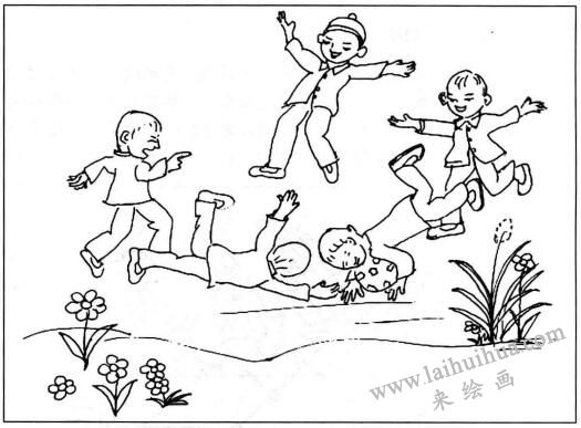 兒童捧腹大笑簡筆畫