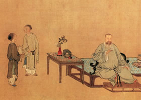清代禹之鼎《王原祁藝菊圖》賞析