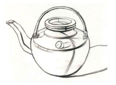 銅茶壺素描作畫步驟02