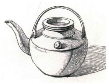 銅茶壺素描作畫步驟03
