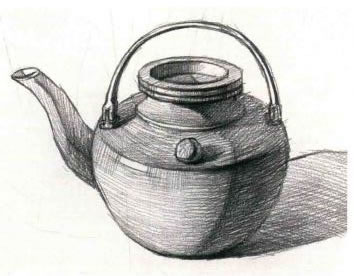 銅茶壺素描作畫步驟04
