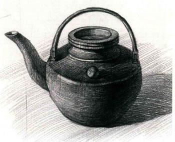 銅茶壺素描作畫步驟05