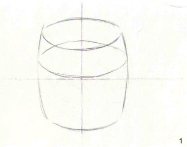 透明玻璃杯素描作畫步驟01