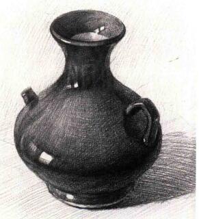 藍(lán)色陶壺素描