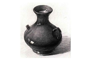 藍(lán)色陶壺素描