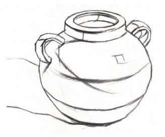 雙耳陶罐素描作畫步驟02