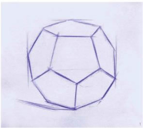 正五邊形多面球體素描表現(xiàn)步驟01