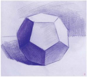 正五邊形多面球體素描表現(xiàn)步驟02