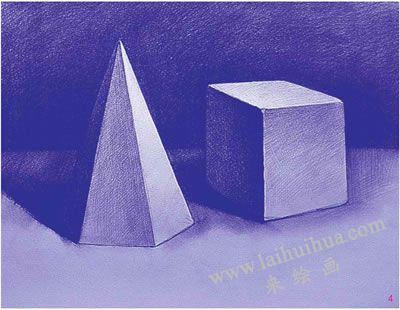 六棱錐體和正方體素描表現步驟04