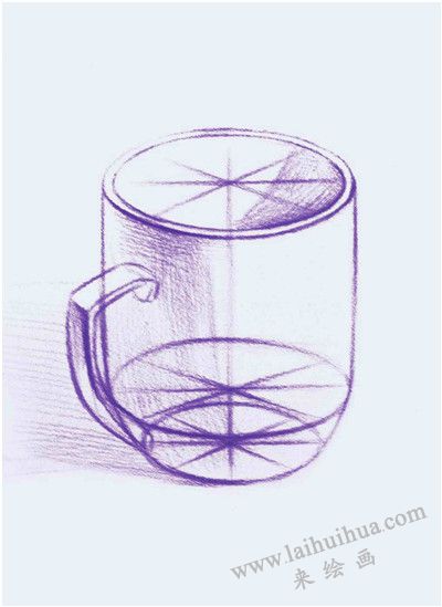 《白瓷杯》素描作畫步驟02