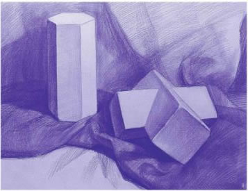 立方貫穿體和六棱柱素描表現(xiàn)步驟03